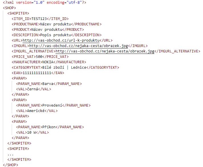 Ukázka XML feedu